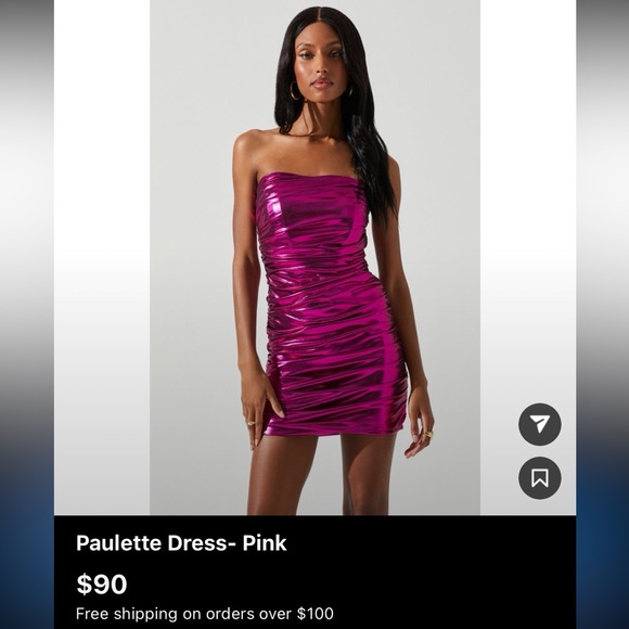 EUC ASTR - The Label - Pink Metallic Strapless Dress - Picture 3 of 3